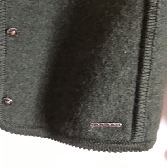 Geiger Women Pure Virgin Wool Cardigan Sweater Long Puff Sleeve Green Size L XL - Picture 3 of 8